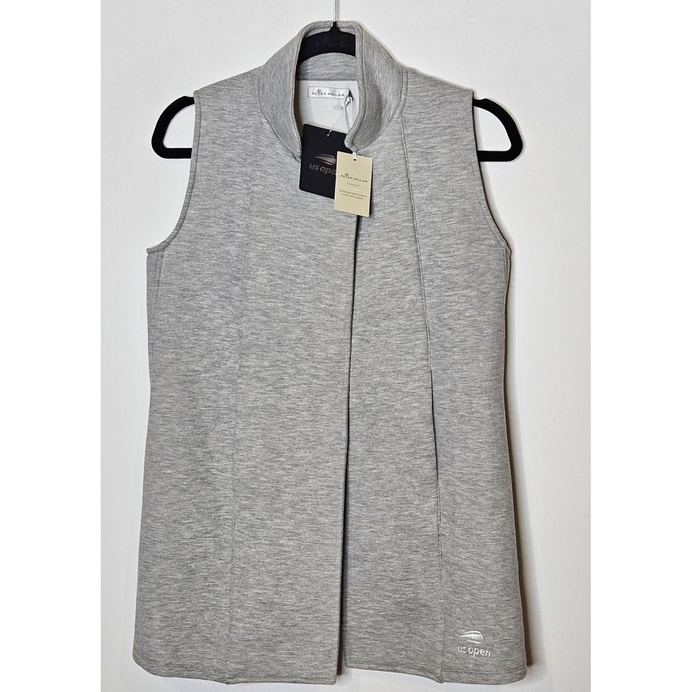 Peter Millar Womens US Open $227 Jersey Vest Gray Sleeveless Full Zip‎ XS Tennis